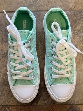 Converse Chuck Taylor All Star Mint Green Eyelet Lace Low Top Pastel Women 8